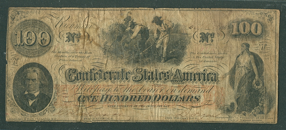 CSA, 1862 $100 Confederate States Note